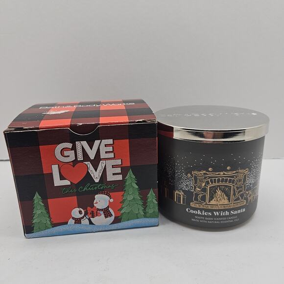 Bath & Body Works COOKIES WITH SANTA 3-Wick Candle Brand New 14.5 Oz - Picture 1 of 6